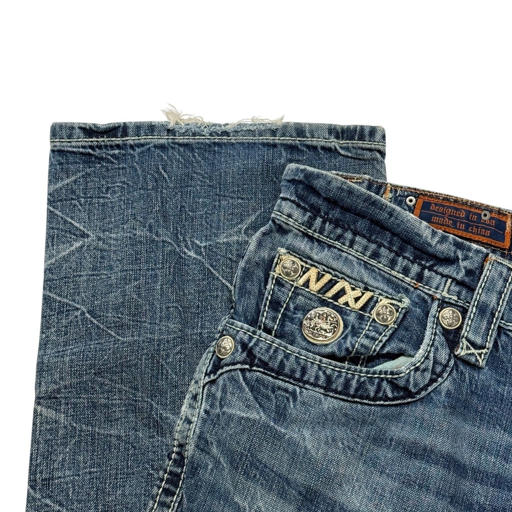 Rock Revival Francis Straight Distressed Blue Jeans Men 38 x 33 Embroidered Y2K - Picture 12 of 16